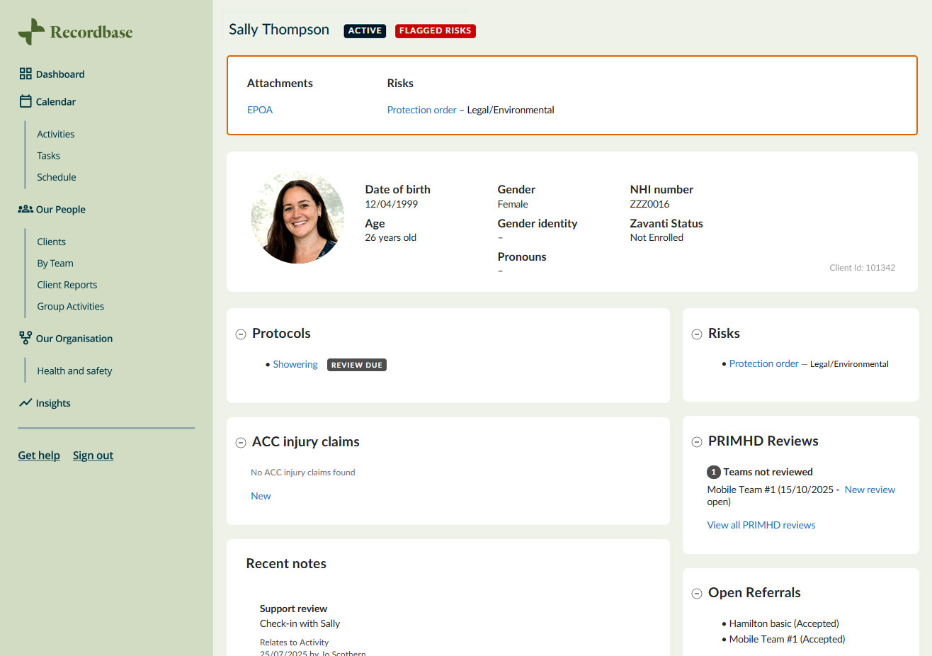 Recordbase client dashboard screenshot